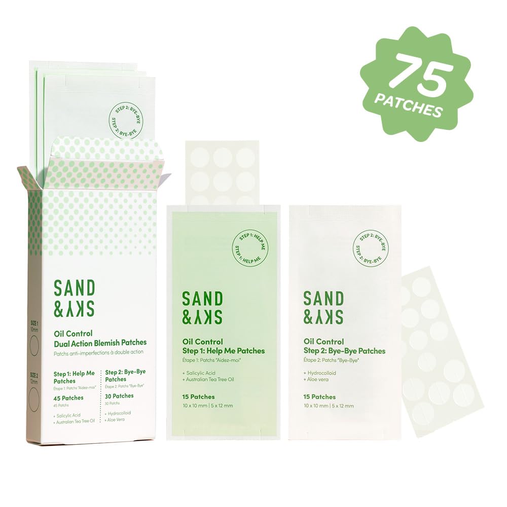 Sand & Sky pimple patches package back detailing ingredients and usage.