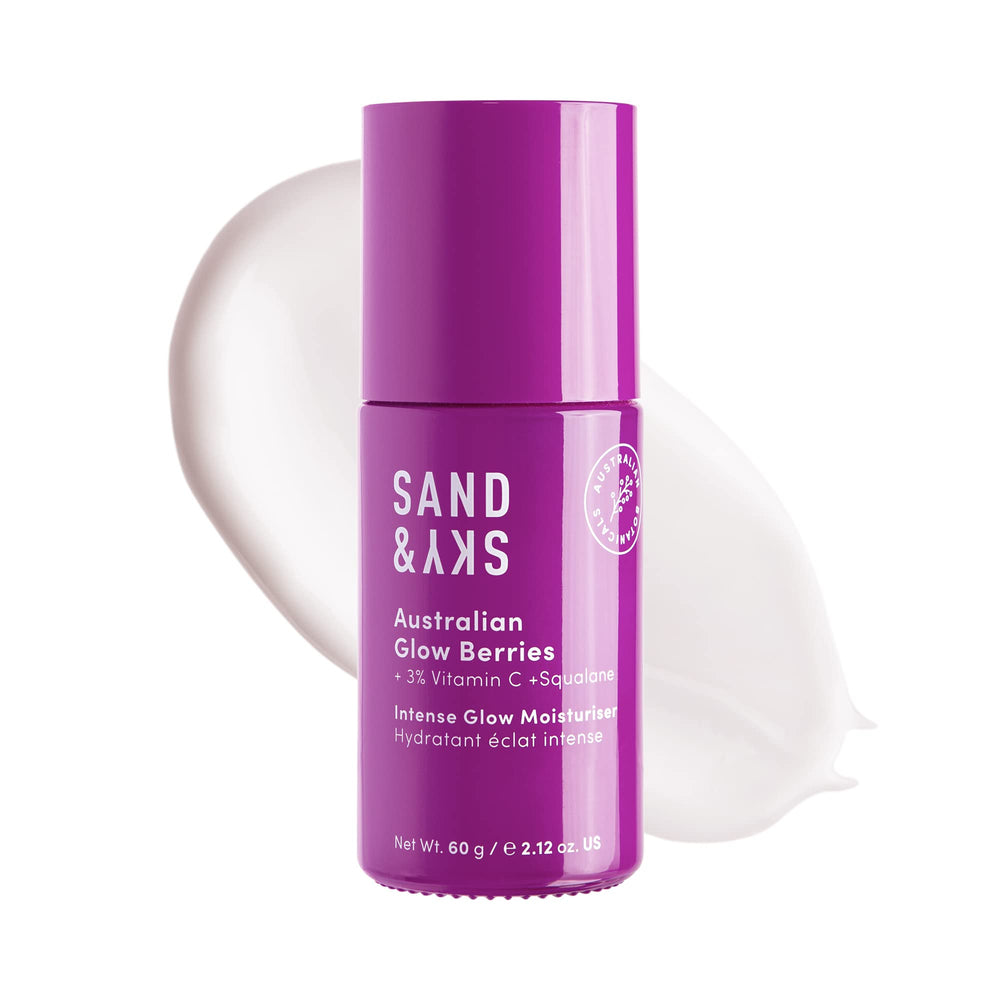 Sand & Sky Vitamin C Face Moisturizer bottle shows bright, even-toned skin potential.