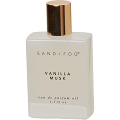 Sand and Fog Vanilla Musk rollerball bottle shows warm, long-lasting fragrance.