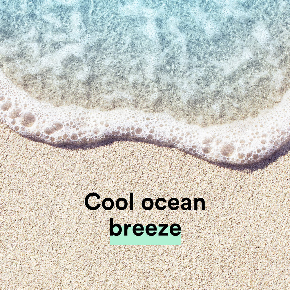 Suave Ocean Breeze sandalwood-freesia aroma enhances mood.