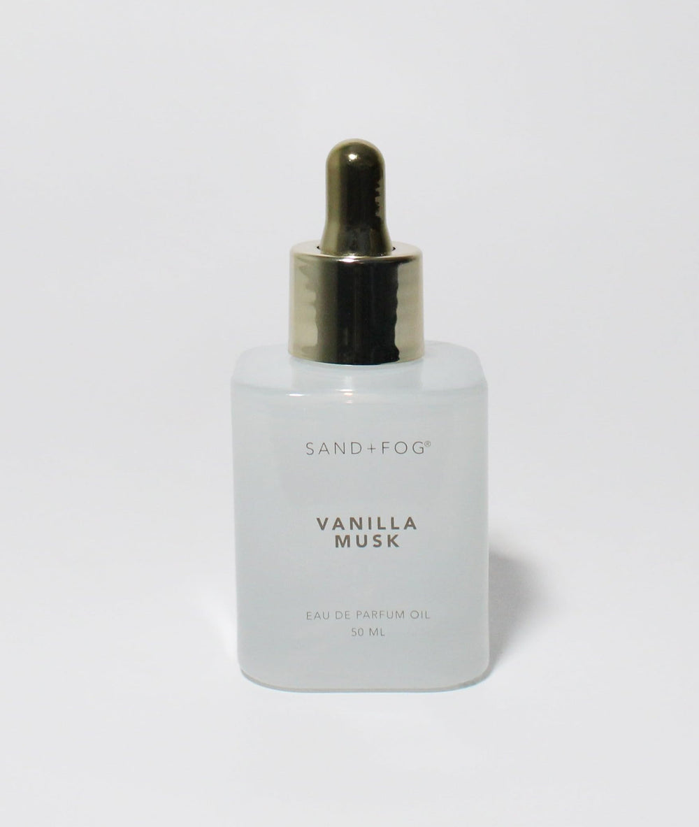 Sand + Fog Vanilla Musk bottle for everyday wear with a long-lasting scent.