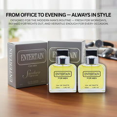 Sandora Fragrances Entertain for Men duo heart-notes section highlighting herbal and floral core.