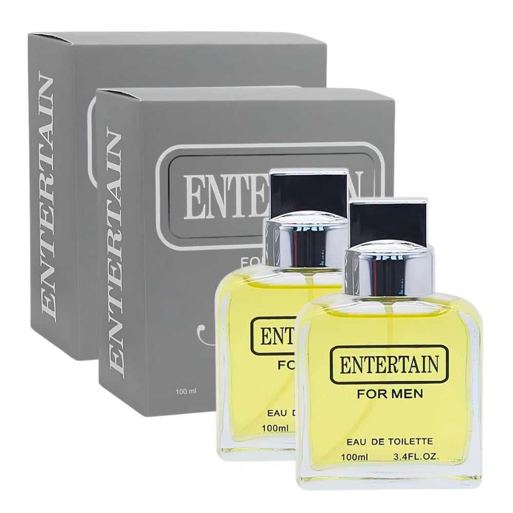 Sandora Fragrances Entertain for Men duo top-notes display with lavender and citrus.