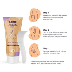 Sanfe Bikini Line Cream packaging shown for safe, chemical-free choice