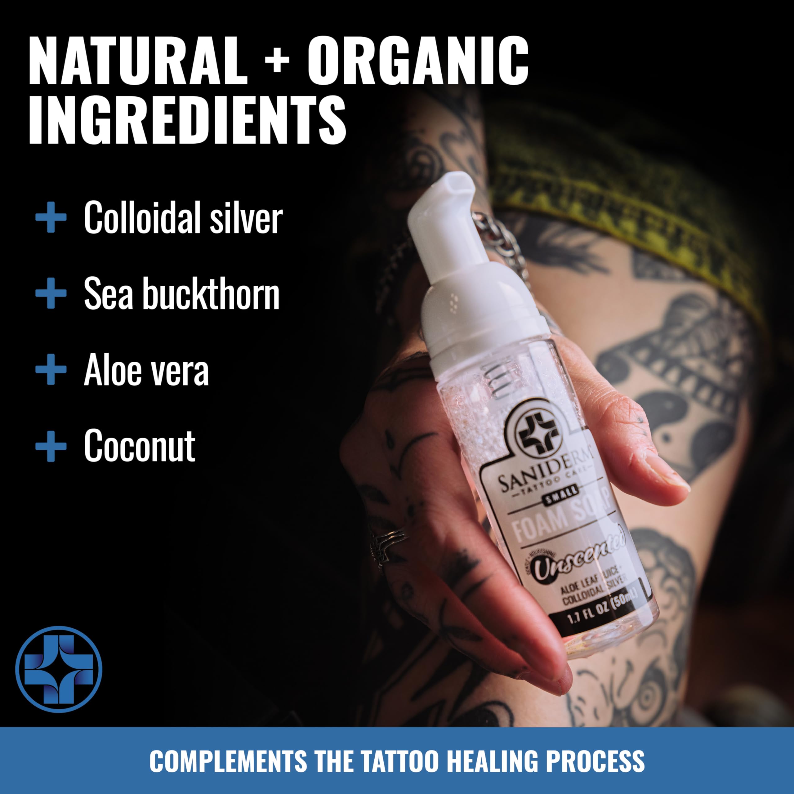 Saniderm Foaming Tattoo Soap Aloe Vera leaf juice cools and soothes skin