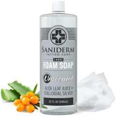 Saniderm Foaming Tattoo Soap bottle for gentle cleansing of tattooed skin