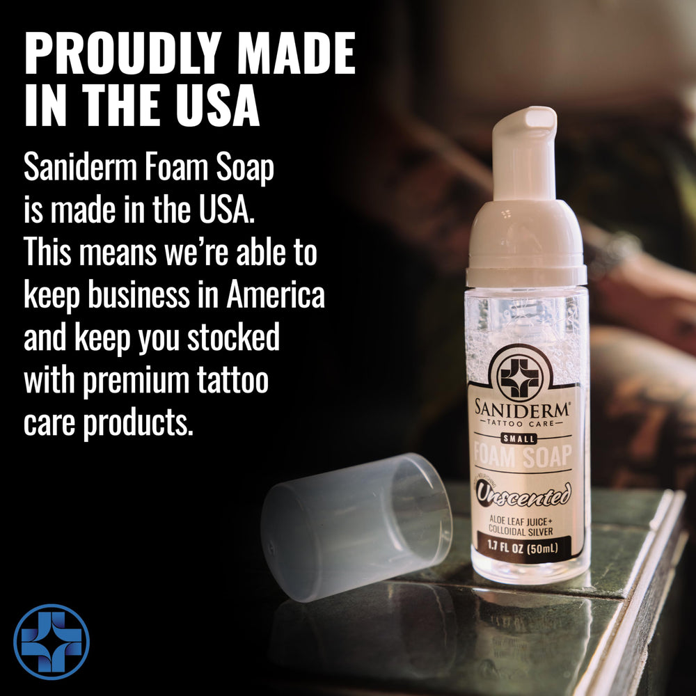 Saniderm Foaming Tattoo Soap 32oz shop-size bottle ideal for studios and home use