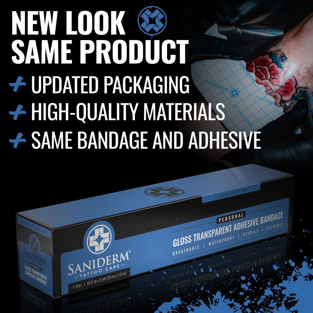 Saniderm Original gloss bandage on skin aids smooth recovery.