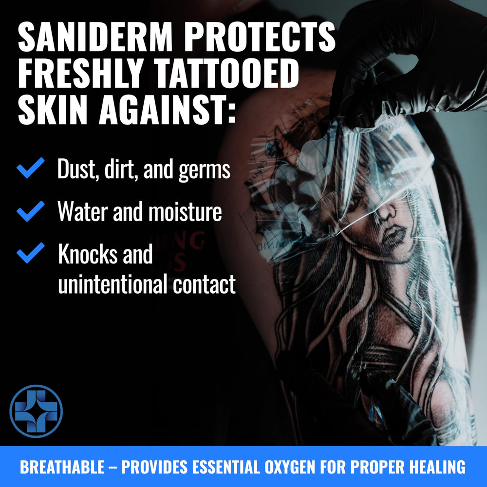 Bandage covering tattoo during activity helps stay protected.