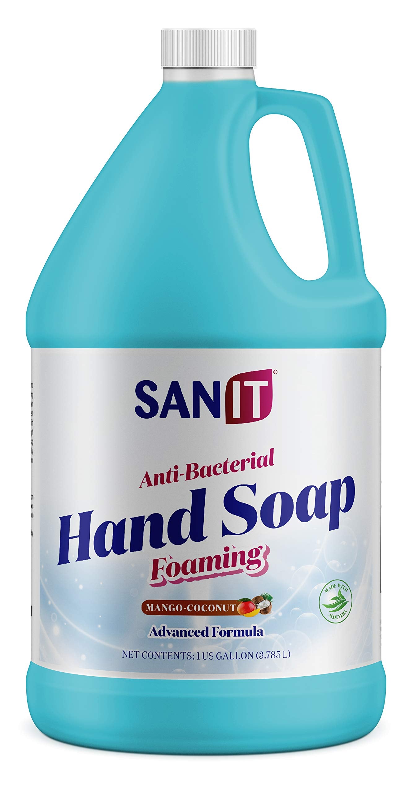 Sanit mango coconut refill bottle for long-lasting hand cleansing.