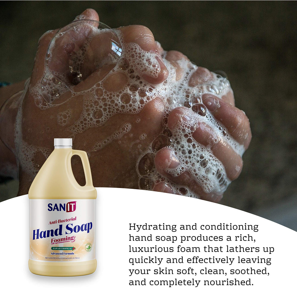 Sanit made-in-usa Hawaii tropical label closeup emphasizing premium craftsmanship.