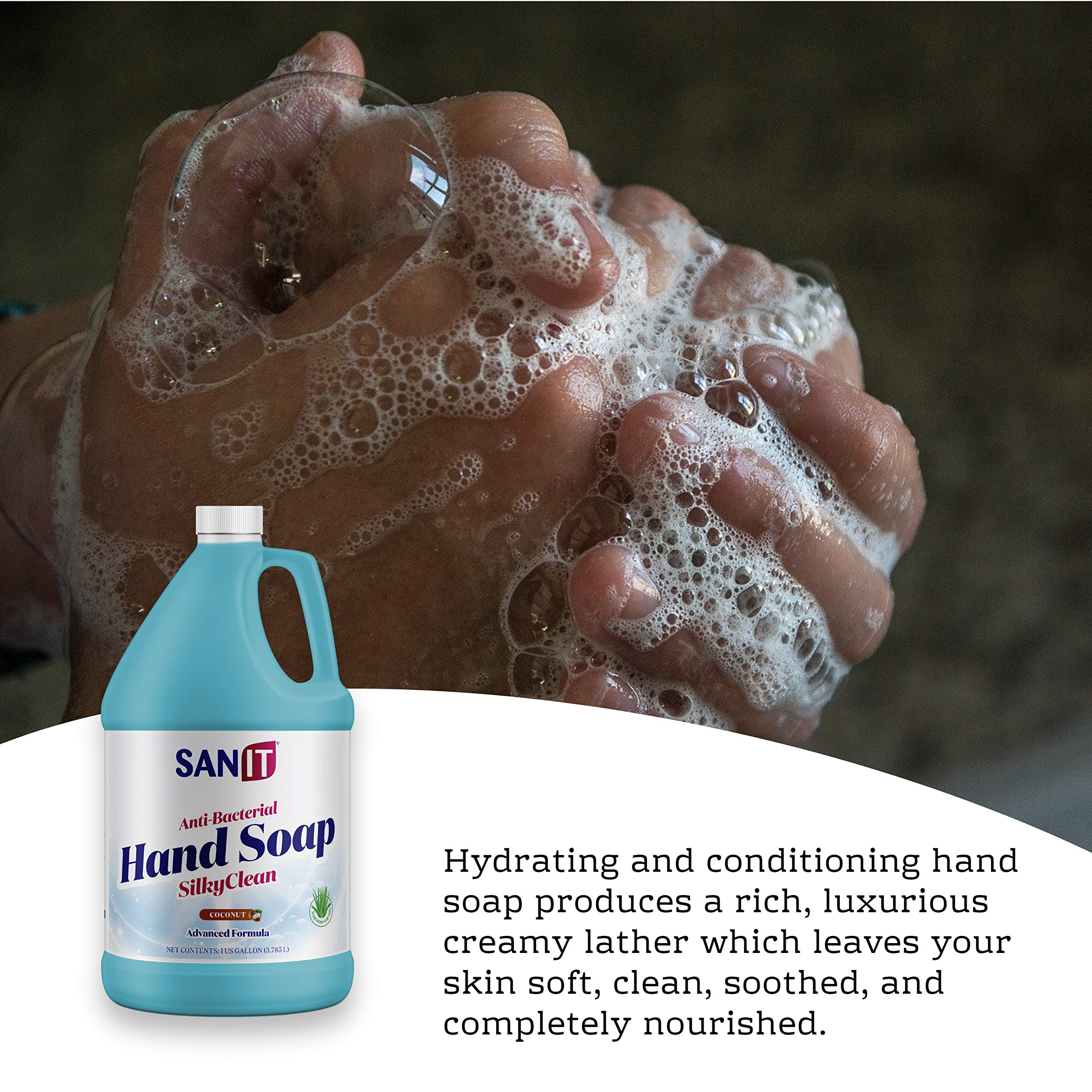 Sanit Silky Clean Aloe Vera gel close-up suggesting soothing formula.