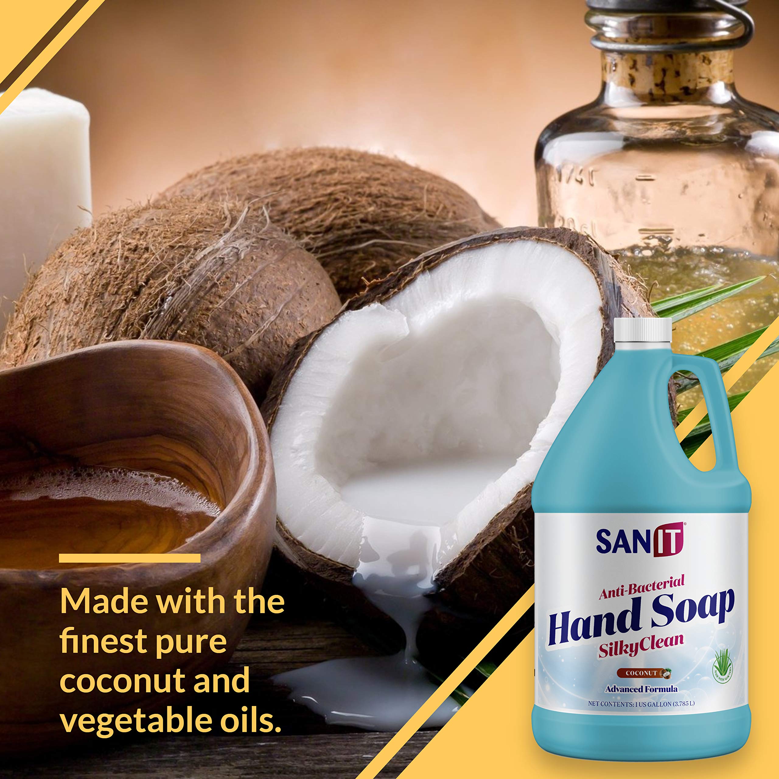 Sanit Silky Clean coconut fragrance evokes spa-like aroma during washing.