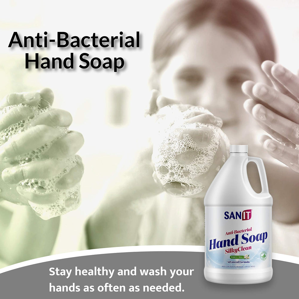 Sanit Silky Clean creamy lather closeup — luxurious foam for thorough handwashing.