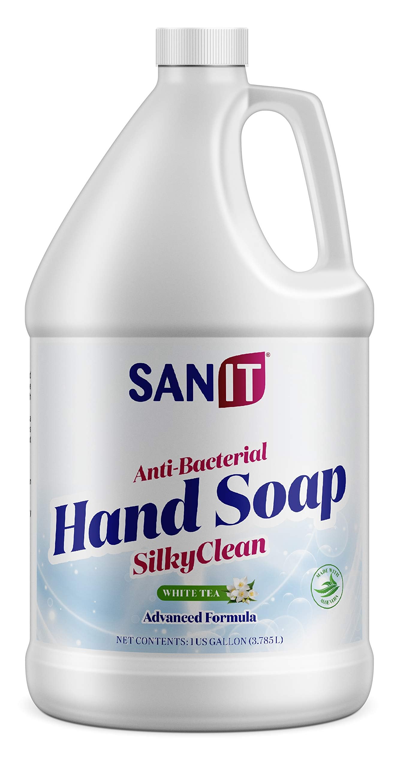 Sanit Silky Clean gallon refill label — bulk option for families.