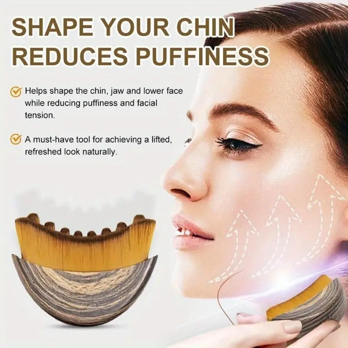 Sansheng dual-headed brush targets cheeks and under-eye areas for balanced care.