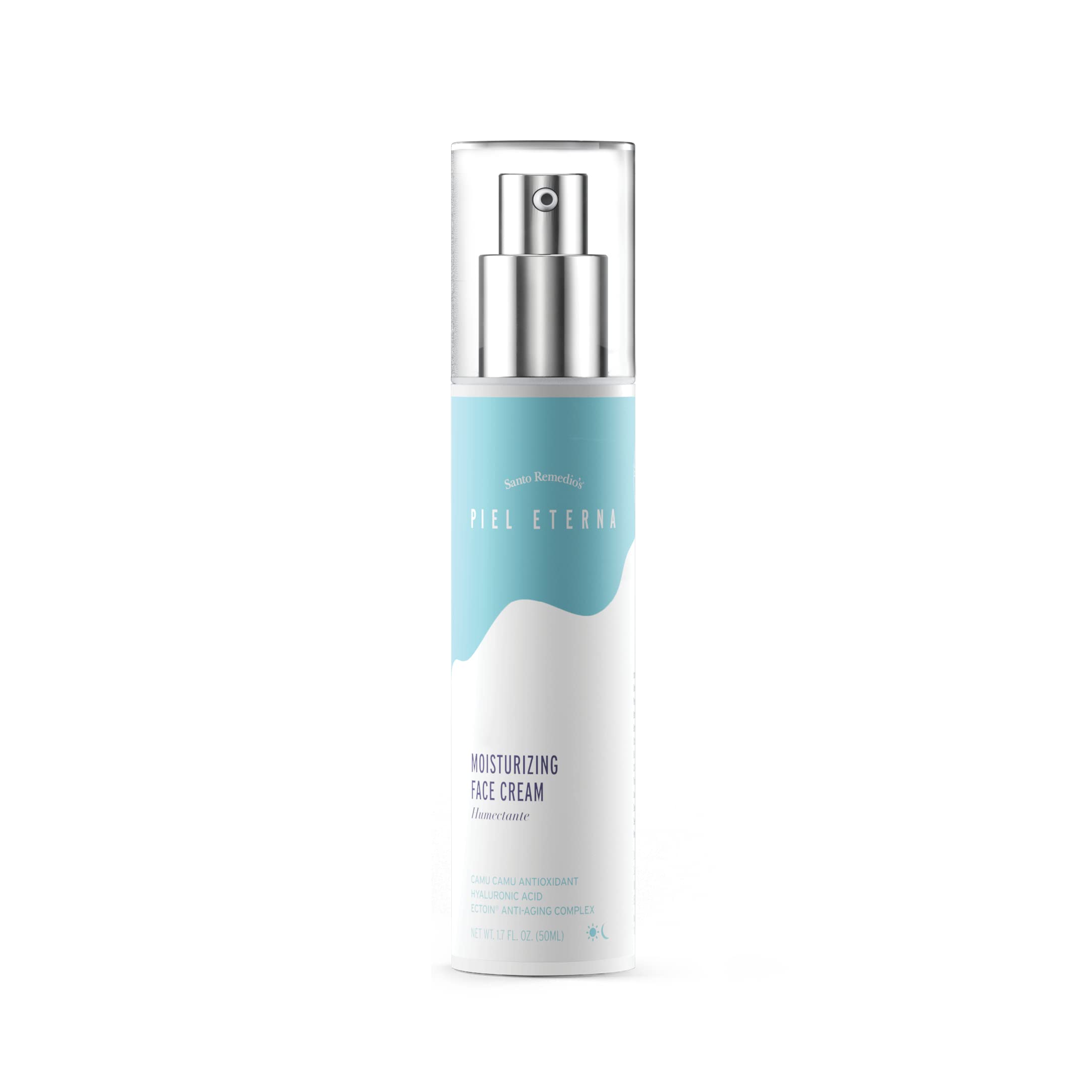 Santo Remedio Piel Eterna cream jar, premium daily moisturizer for all skin types.