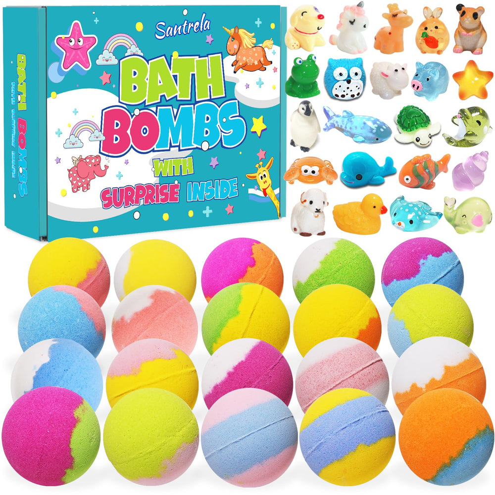 Santrela bath bombs with surprise toy inside for playful bath time