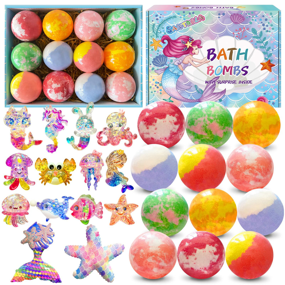 Santrela kids bath bombs with surprise inside deliver colorful fizz and rewards.
