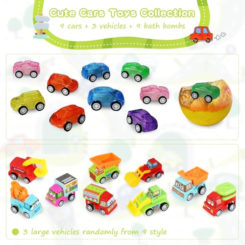 Santrela pull-back car inside bath bomb invites exciting surprise during bath.