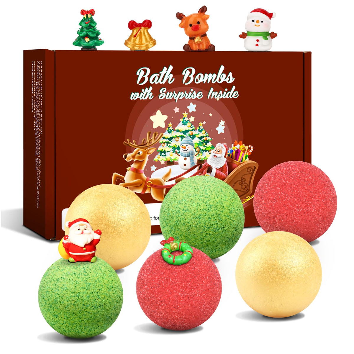 Sanyi Christmas bath bombs with surprise inside for kids, colorful fizz