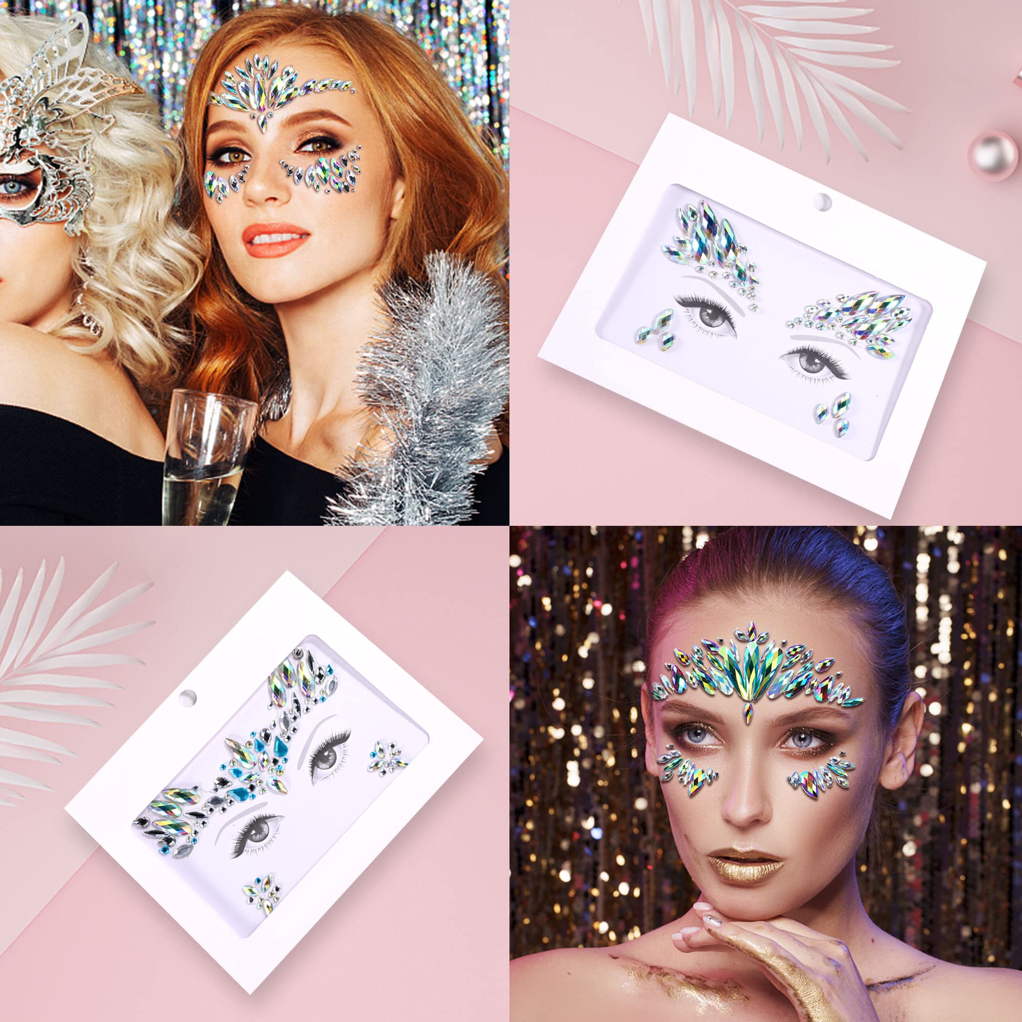 SAOROPEB 3D rhinestones provide dimensional shine on skin
