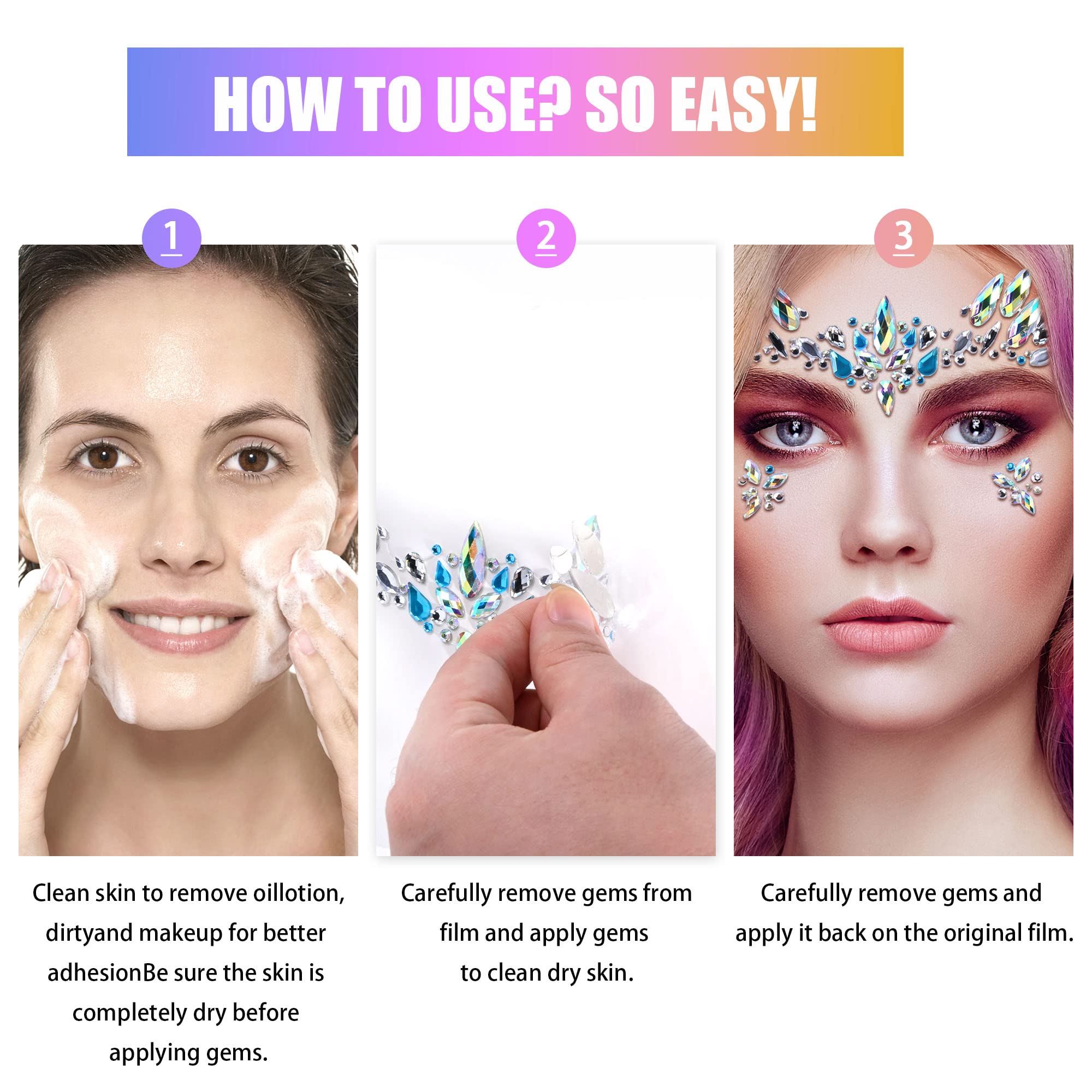 SAOROPEB reusable face gems support multiple events