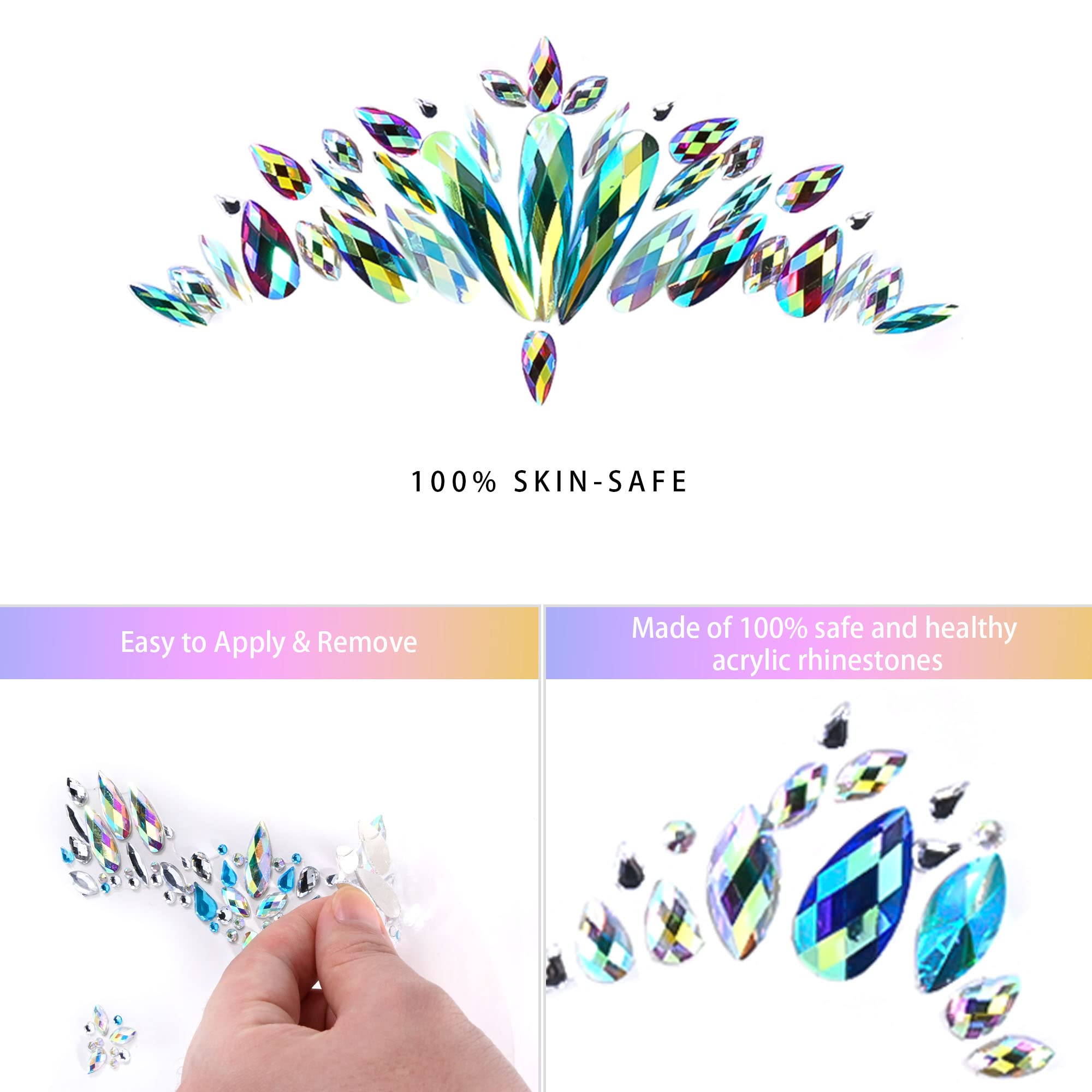 SAOROPEB skin-safe crystals fit all ages for glam looks