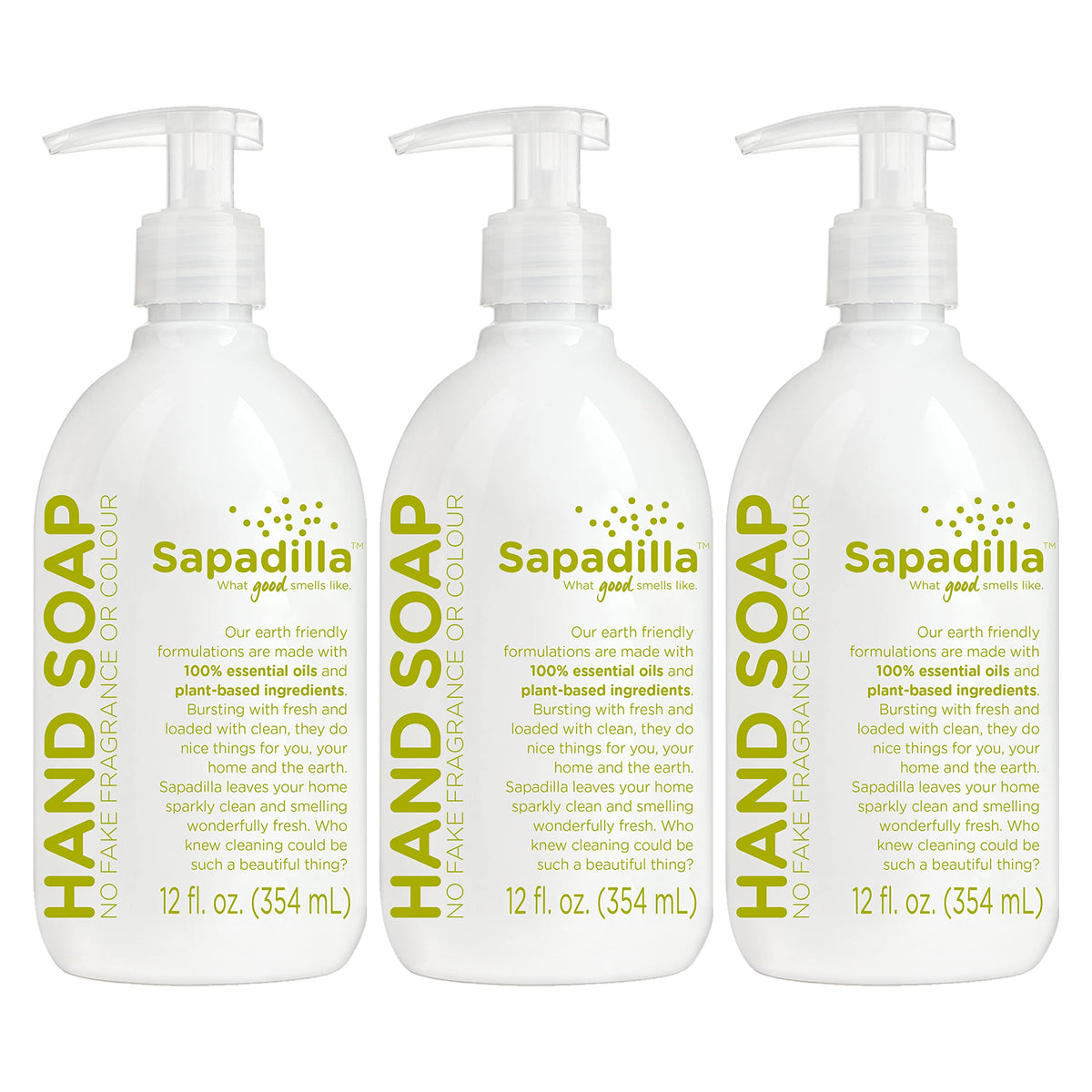 Sapadilla Rosemary Peppermint hand soap bottle highlights refreshing cleansing aroma.