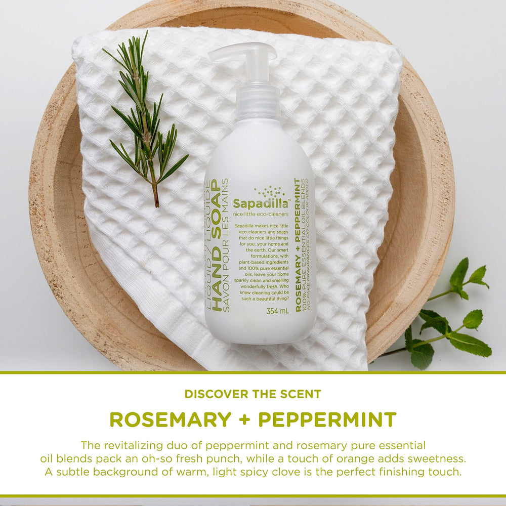 Sapadilla label close-up shows pure essential oil blend and herbaceous scent.