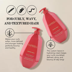 Saphira Divine Curls conditioner bottle close-up emphasizing conditioning and detangling