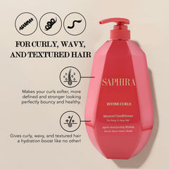 Saphira conditioner label detail highlighting nourishing formula.