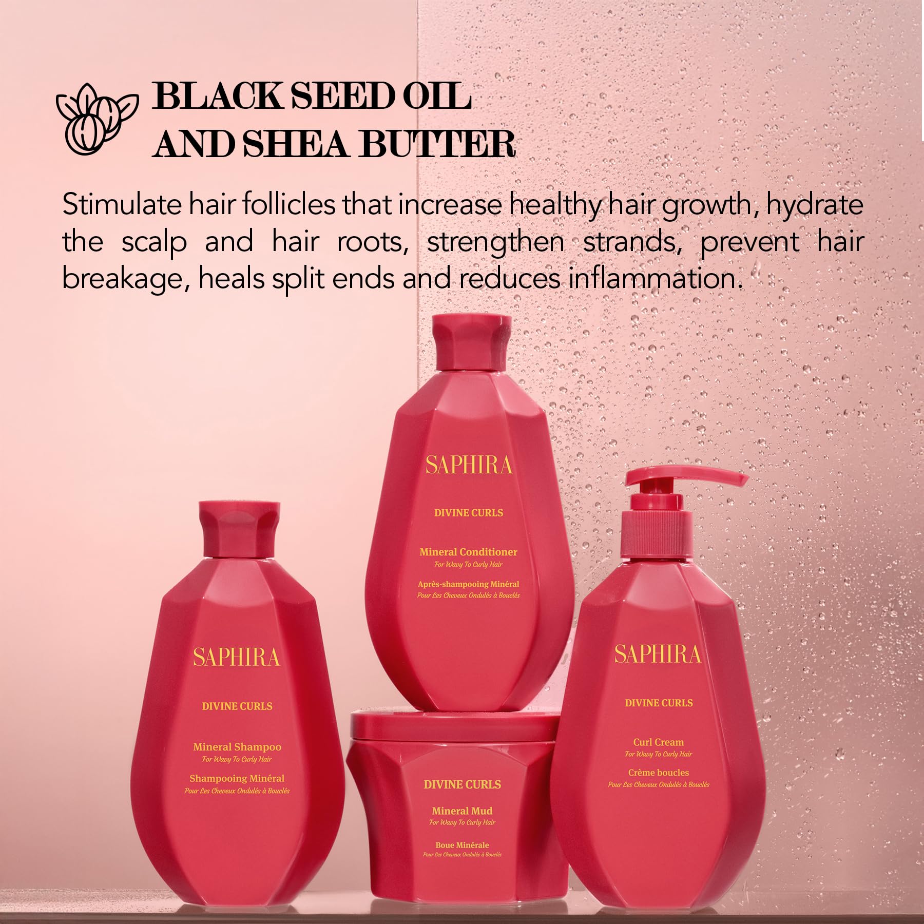 Saphira Divine Curls Kit defined-curls-shot displaying shaped curls after use.