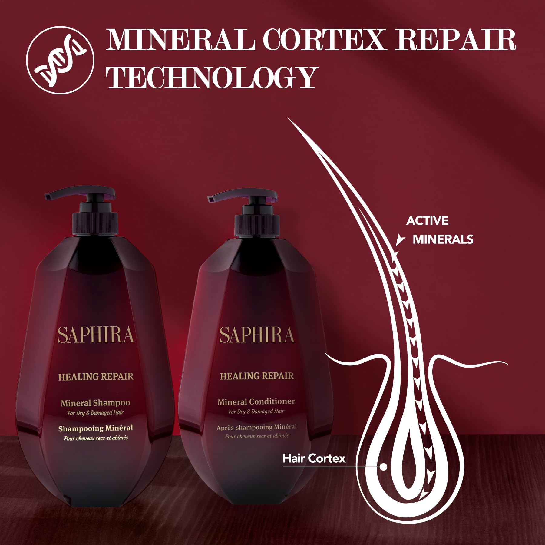 Saphira Healing Repair Conditioner bottle spout: convenient, targeted conditioning.