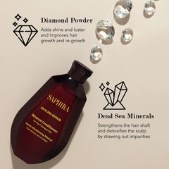Saphira Healing Repair Conditioner applied to hair for nourishment.