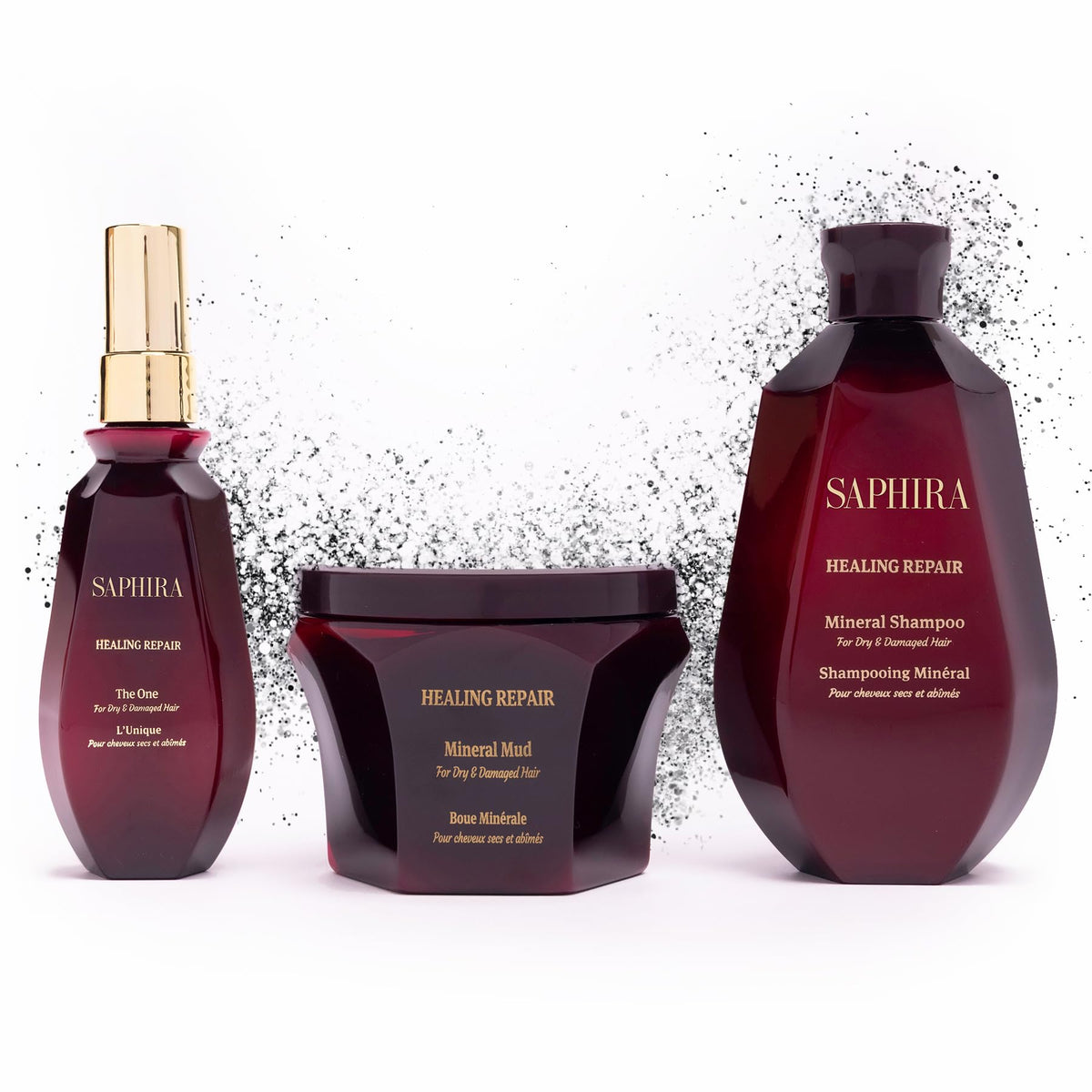 Saphira Healing Repair Kit shampoo bottle for daily cleansing.