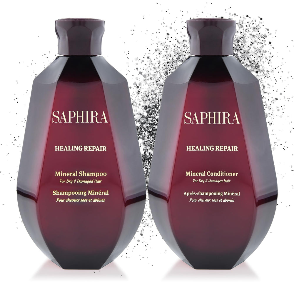 Saphira Healing Repair shampoo bottle for gentle everyday cleansing.