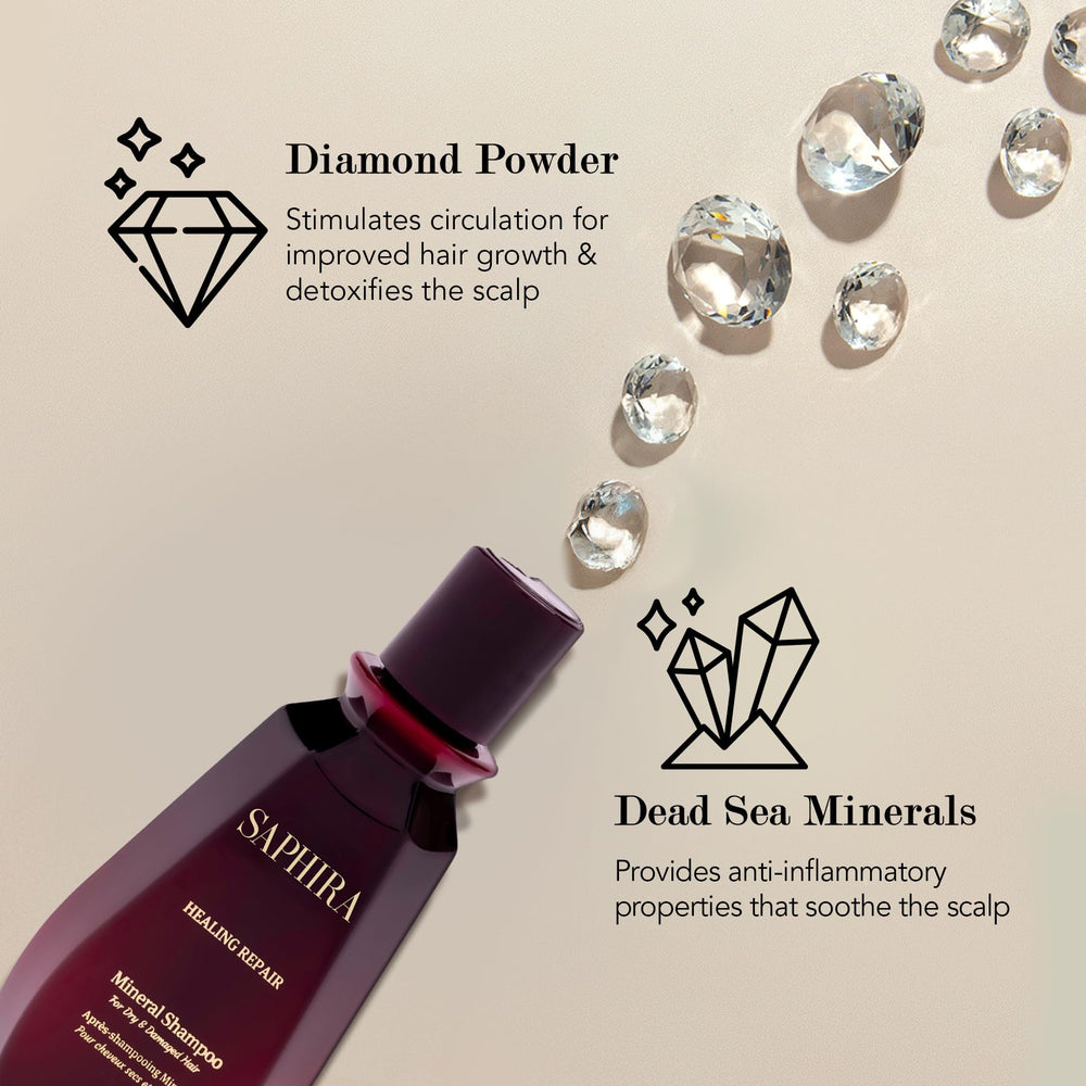 Saphira Healing Repair Shampoo with rose oil enhancement.