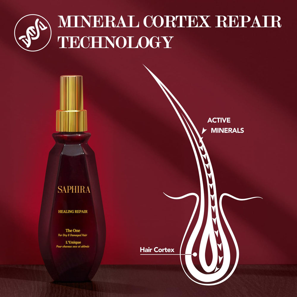 Saphira Healing Repair The One ingredients list emphasizes olive fruit oil and keratin