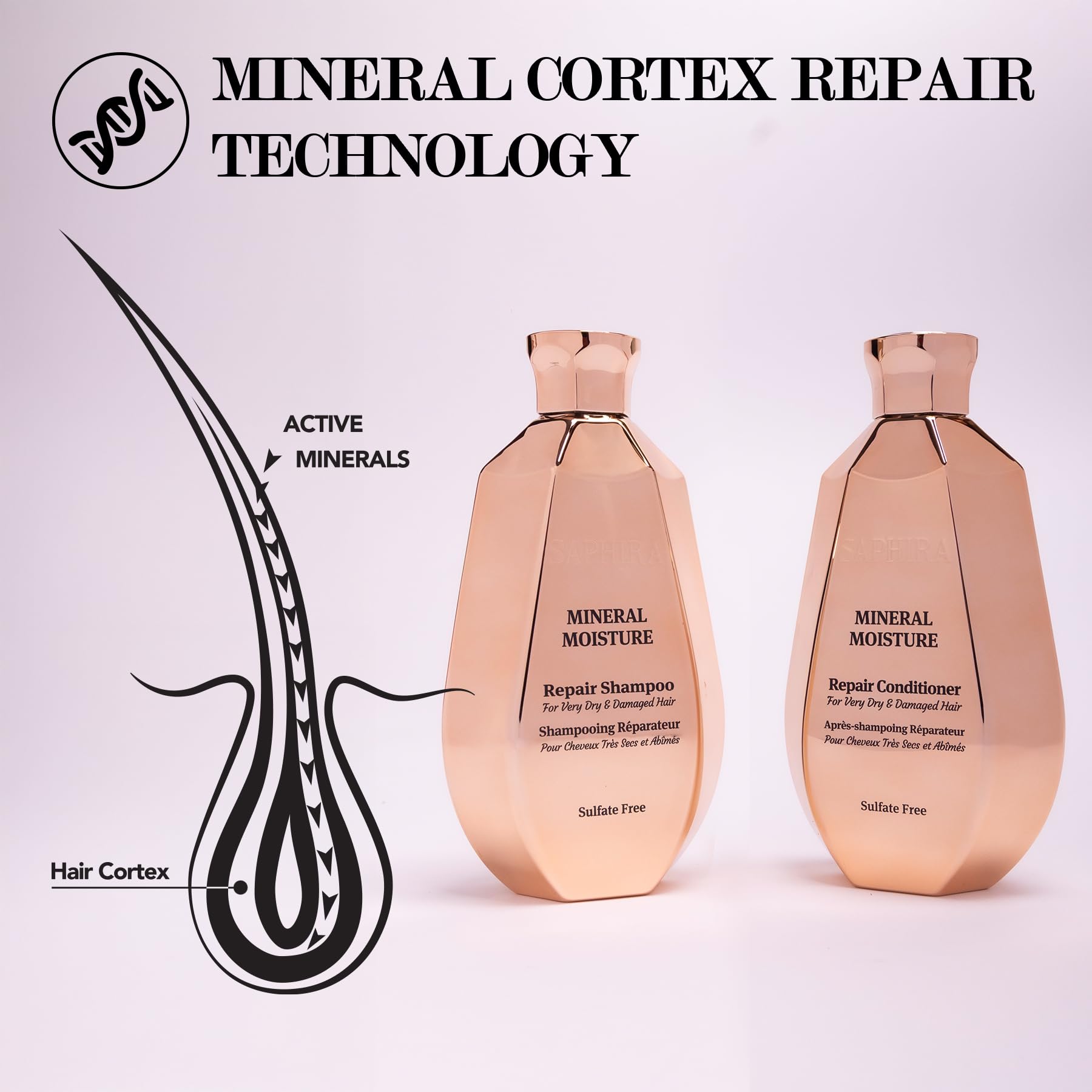 Saphira Mineral Moisture Repair Conditioner rich cream texture promotes shine.
