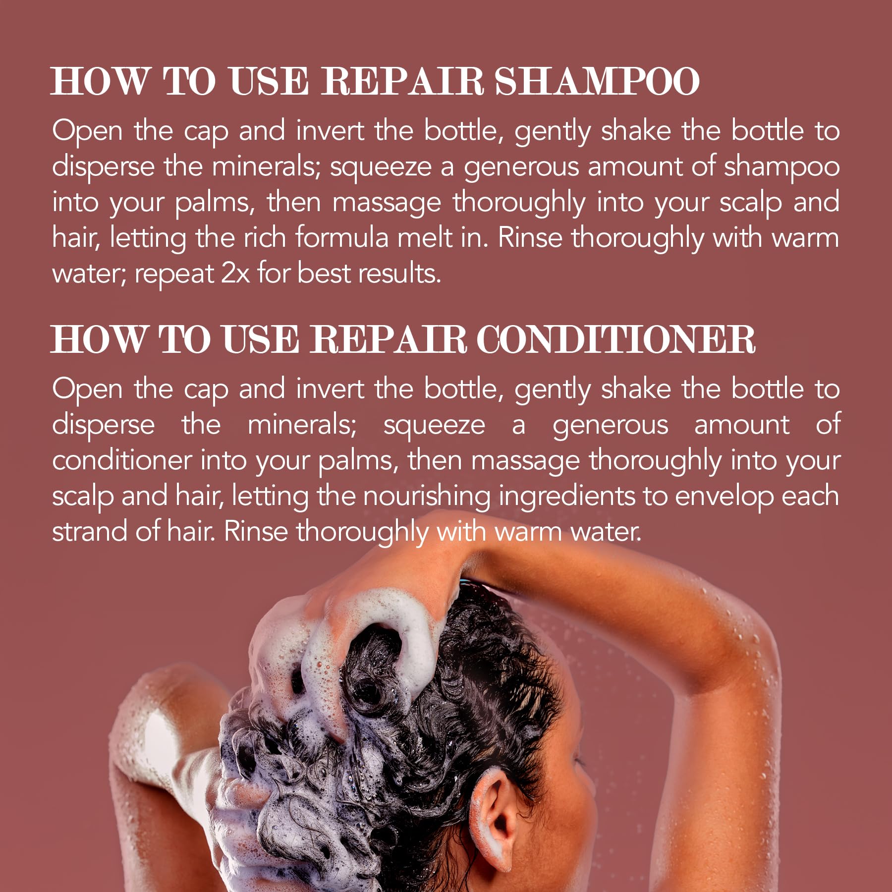 Saphira Mineral Moisture Repair Shampoo-and-Conditioner pairing for cohesive moisture restoration.