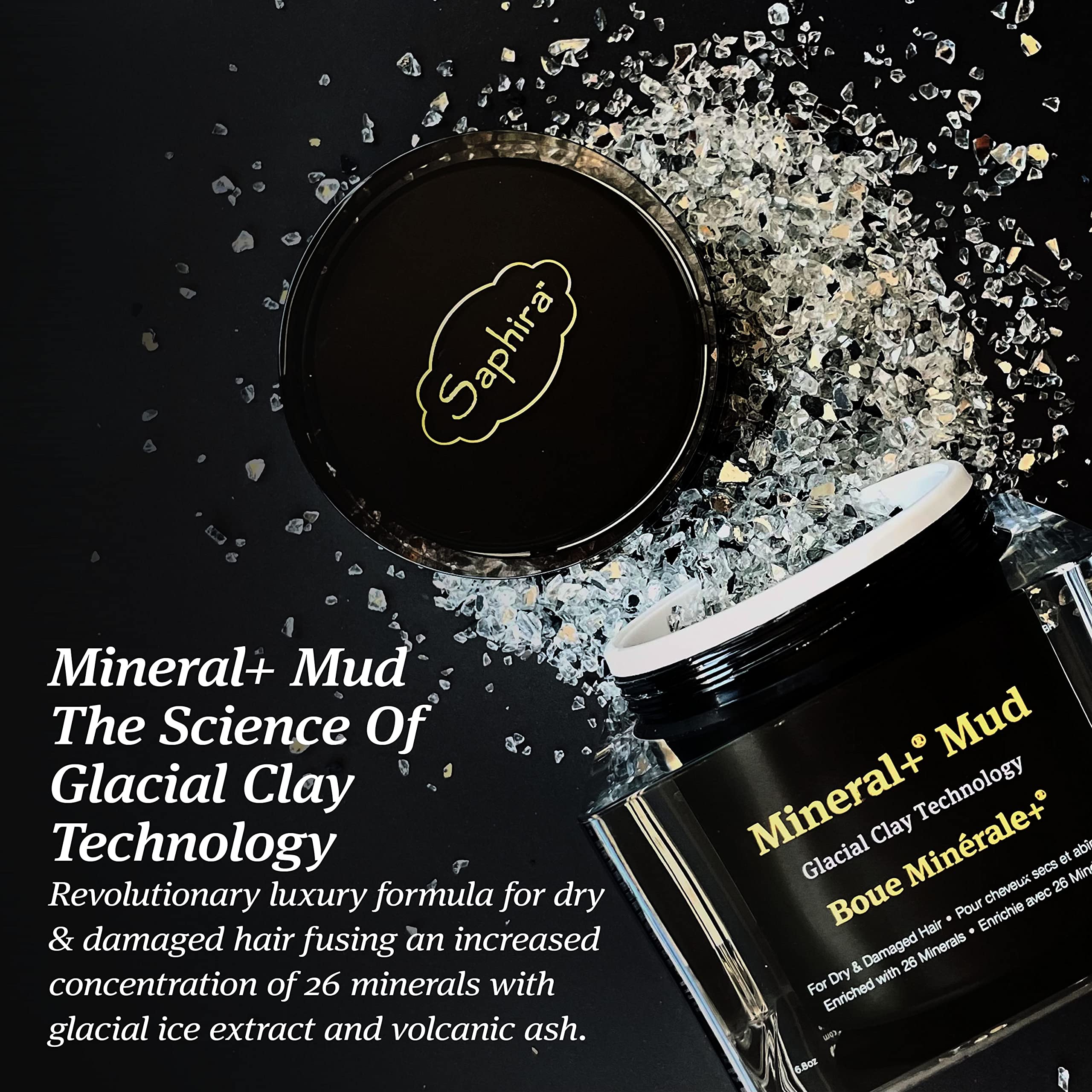 Saphira Mineral+ Mud Hair Mask with glacial ice extract revitalizing the scalp