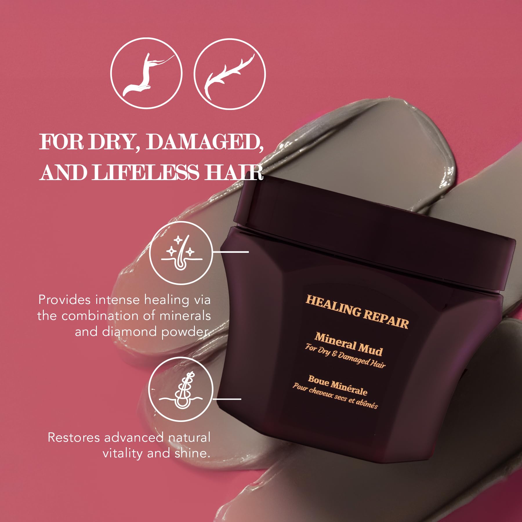Saphira Mineral Mud Hair Mask ingredients-label highlights minerals supporting hair vitality