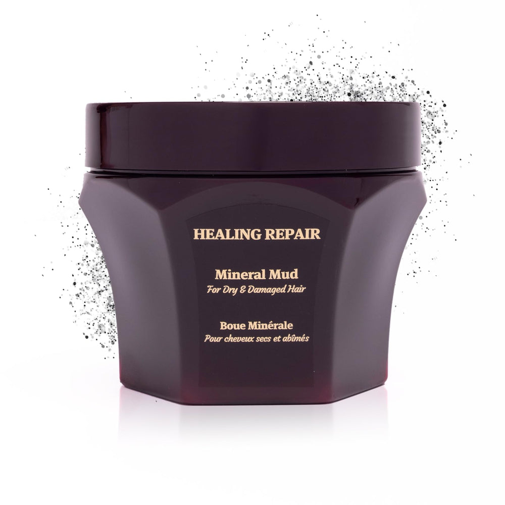 Saphira Mineral Mud Hair Mask jar-front shows premium packaging and formula for strong, healthy hair
