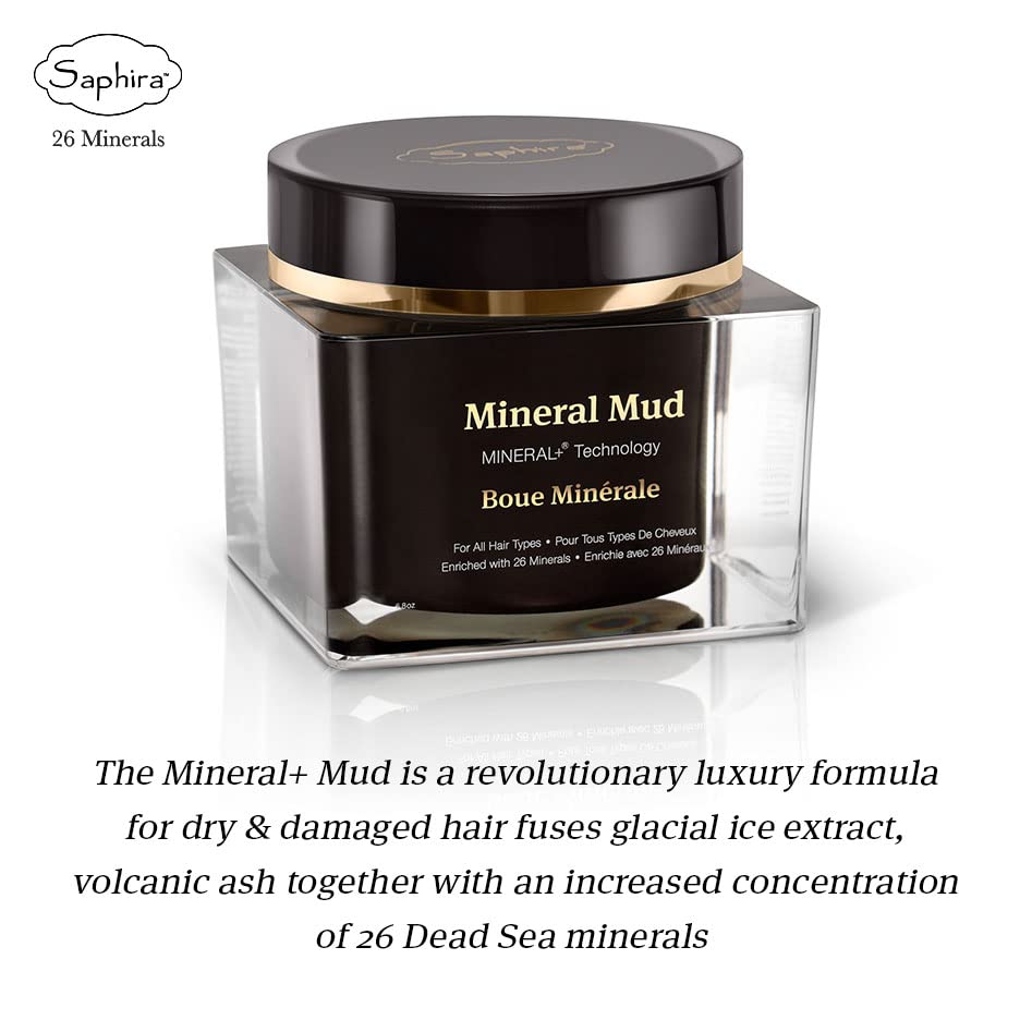 Closeup of Saphira Mineral+ Mud Hair Mask texture showing creamy formula