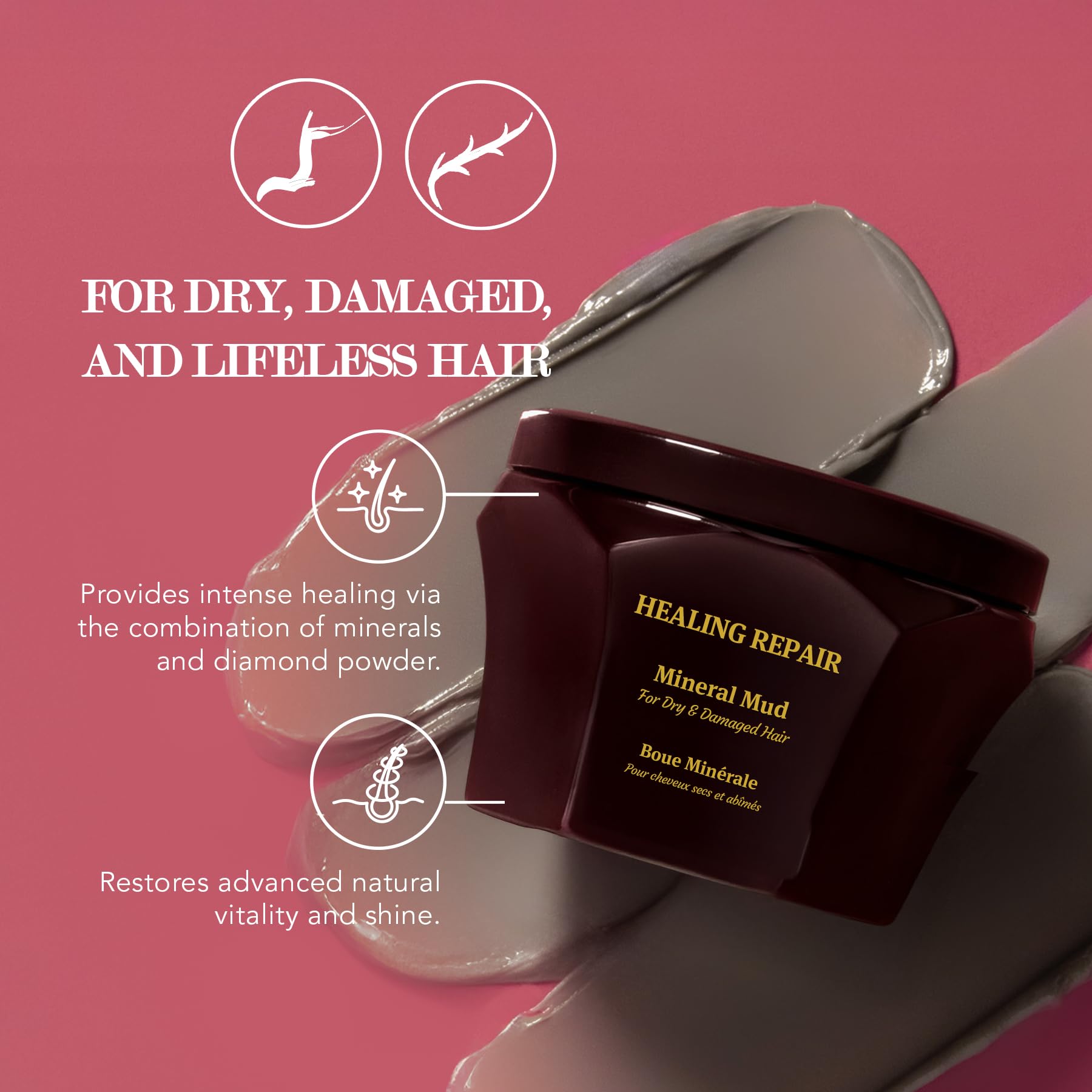 Close-up of Saphira Mineral Mud Hair Mask texture suggesting rich conditioning.