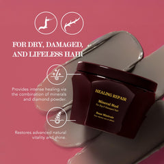 Close-up of Saphira Mineral Mud Hair Mask texture suggesting rich conditioning.