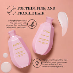 Saphira Volume Boost Shampoo lather highlights gentle cleansing and body.