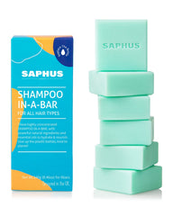 SAPHUS 6-piece shampoo bars travel pack for family use.