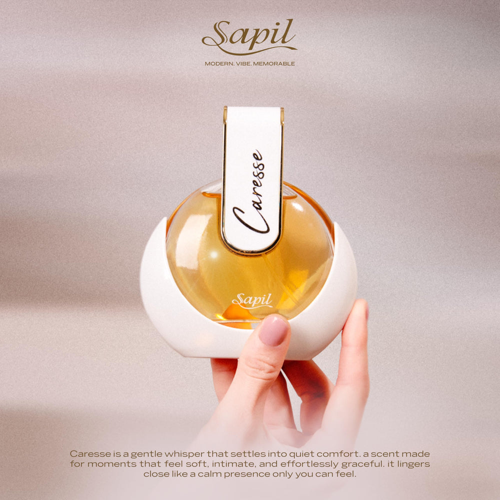 Sapil Caresse gift-ready packaging alongside the bottle.